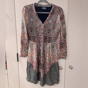 Anthropologie Maeve Smocked Print Boho Dress S
